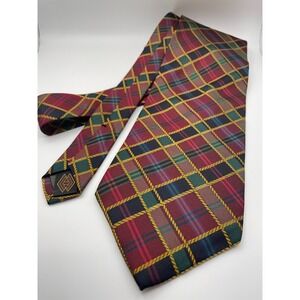 Audrey Buckner Mens 100 Percent European Silk Plaid Necktie Hand Tailored